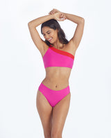 The High Leg Mid Rise Bikini Bottom - Hibiscus