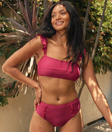 The Ruffle High Leg High Rise Bikini Bottom - Spritz