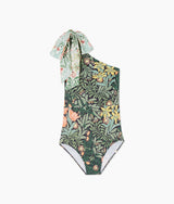 The Bow-Shoulder Ruched Sidestroke - Bower in Seaglass & Watermelon
