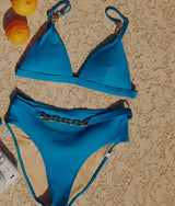 The Chain-Shoulder Triangle Bikini Top - Capri