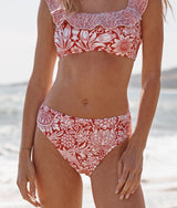 The Classic Mid-Rise Bikini Bottom - Sunflower in Watermelon