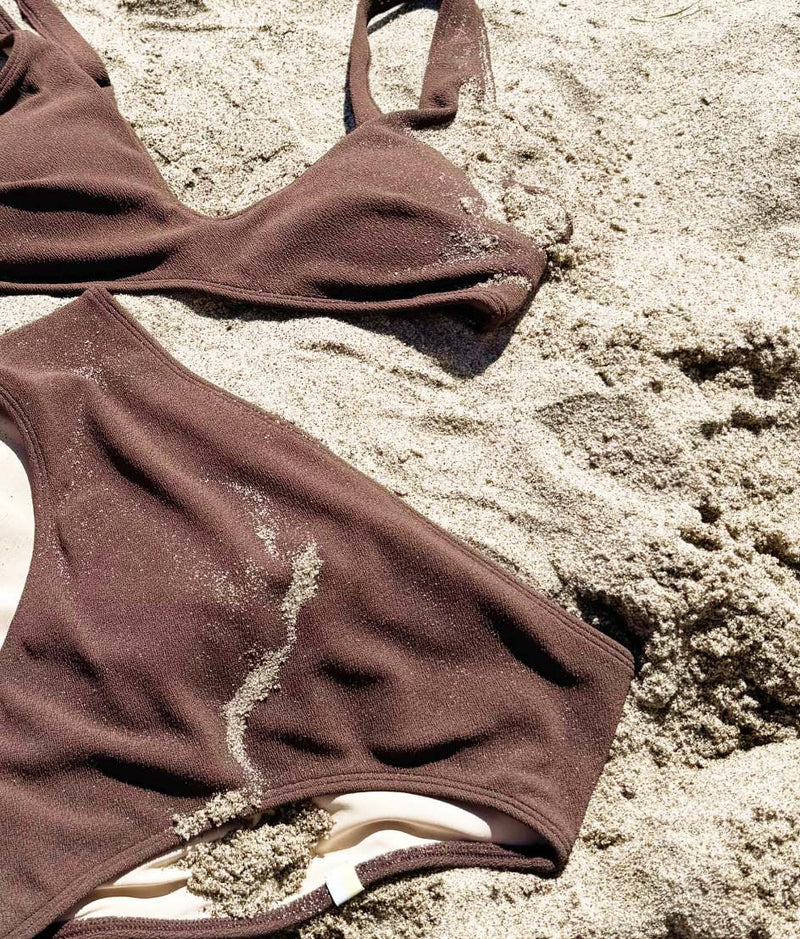 The LuxeCrinkle Tide Bikini Top - Mocha