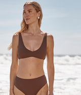 The LuxeCrinkle Tide Bikini Top - Mocha
