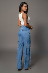 Medium Wash Jacinda Denim Utility Pants