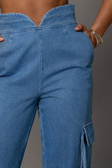 Medium Wash Jacinda Denim Utility Pants