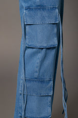 Medium Wash Jacinda Denim Utility Pants