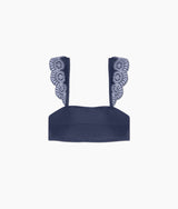 The Eyelet Ruffle Oasis Top - Deep Sea