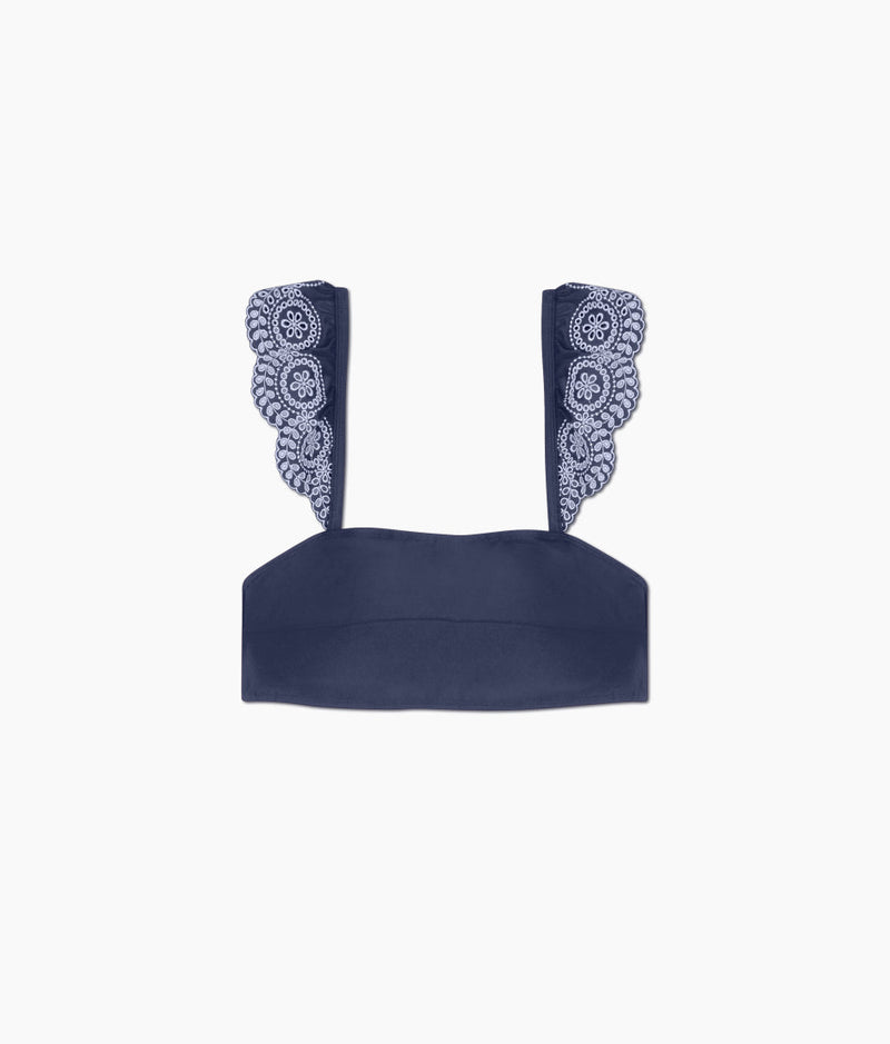 The Eyelet Ruffle Oasis Top - Deep Sea