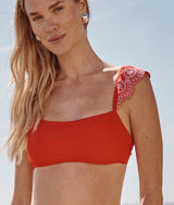 The Eyelet Ruffle Oasis Top - Lava