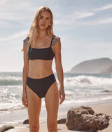 The Eyelet Ruffle Oasis Top - Sea Urchin