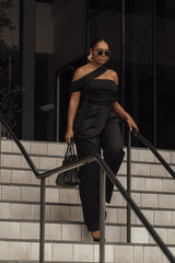Black Asymmetrical Draped Trousers