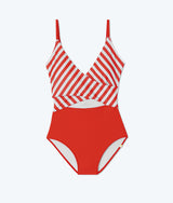 The Sea Breeze Cutout One-Piece - Mixed Stripe in Grapefruit & White Sand