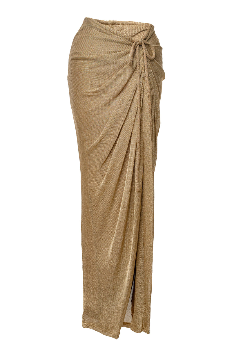 Gold Noelia Metallic Slit Skirt