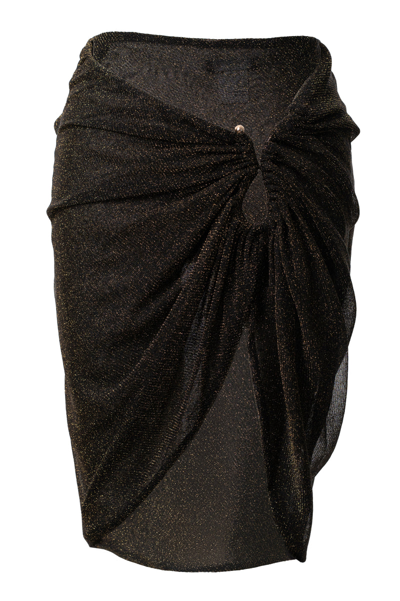Black Dreamscape Lurex Knit Mini Skirt