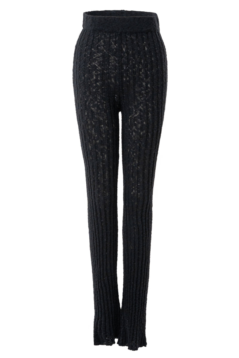 Black Lanah Knit Flare Pants