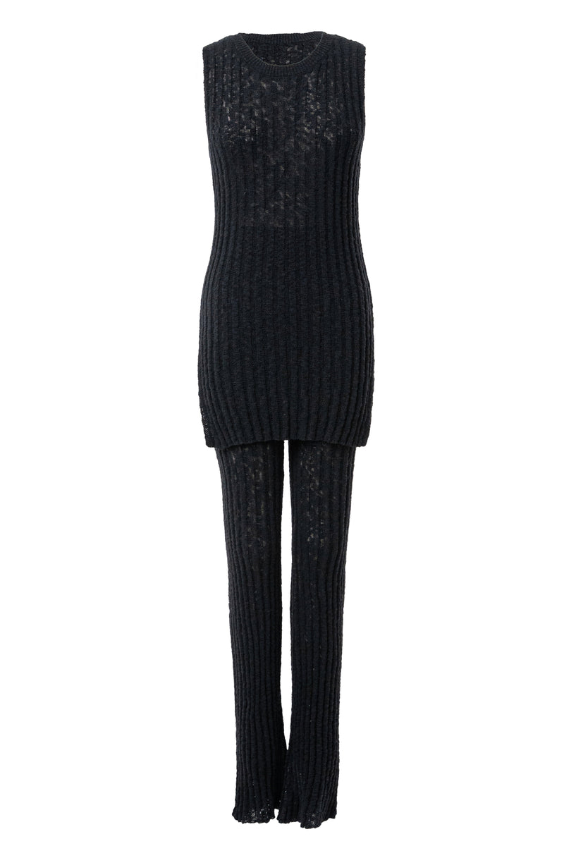 Black Lanah Knit Flare Pants