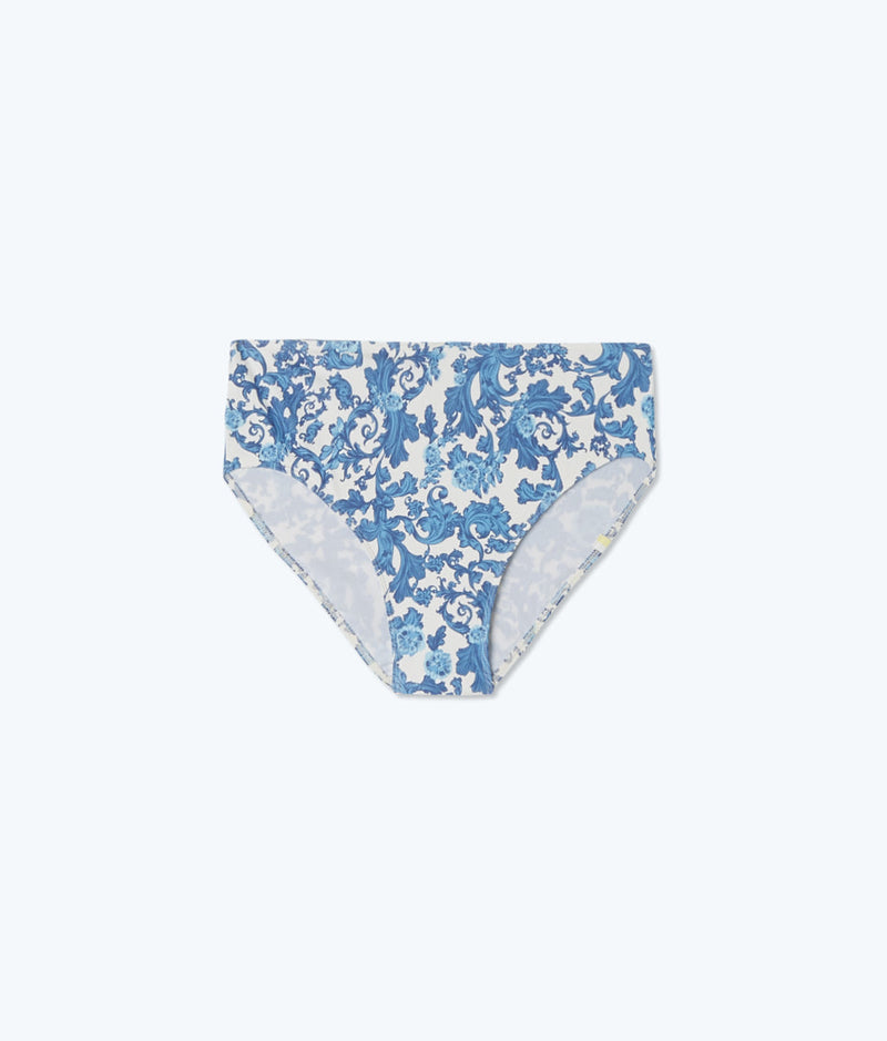 The High Leg High Rise Bottom - Garden Floral in White Sand & Pacific