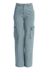 Medium Wash Denim Utility Cargo Pants