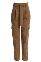 Tan Alexis Belted Cargo Pants