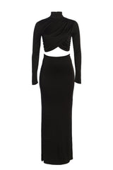 Black Ultra High Waist Maxi Skirt