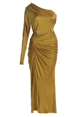 Lime Mira Drape Maxi Skirt