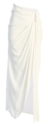 White Noelia Linen Slit Skirt