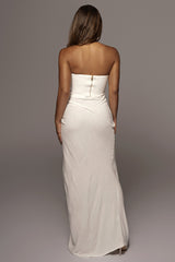 White Noelia Linen Slit Skirt