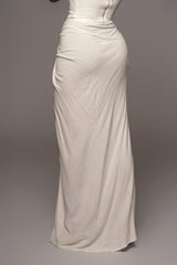 White Noelia Linen Slit Skirt