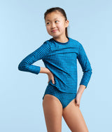 The Kids' Rash Guard - Gingham in Calypso