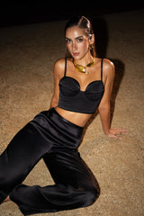 Black Deserae Satin Pants