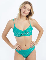 The Ruffle Marina Bikini Top - Seaglass Dot