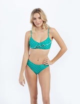 The Ruffle Marina Bikini Top - Seaglass Dot