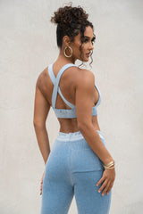 Denim/White Faya Ribbed Pants