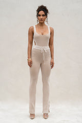 Taupe/White Faya Ribbed Pants