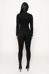 Black Ribbed High Waist Leggings