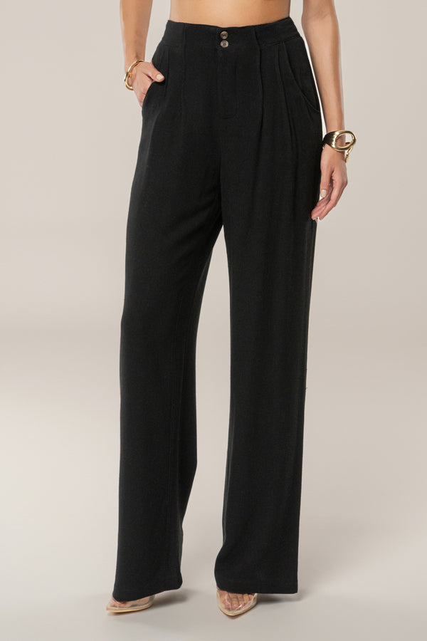 Black Thea Linen Pants