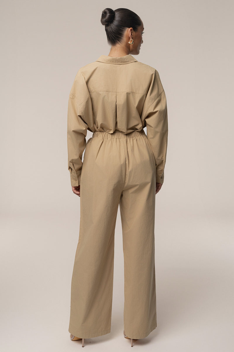 Beige Leon Poplin Pant