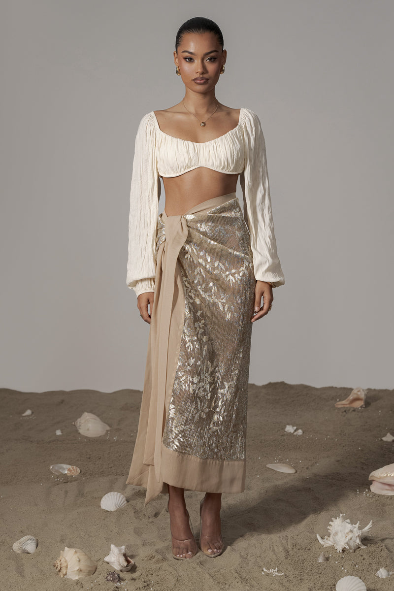 Gold Positano Printed Sarong Skirt