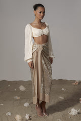 Gold Positano Printed Sarong Skirt