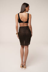 Black Dreamscape Lurex Knit Mini Skirt
