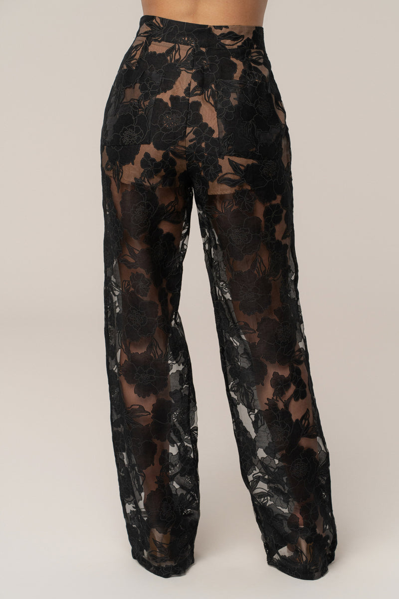 Black Organza Floral Pant