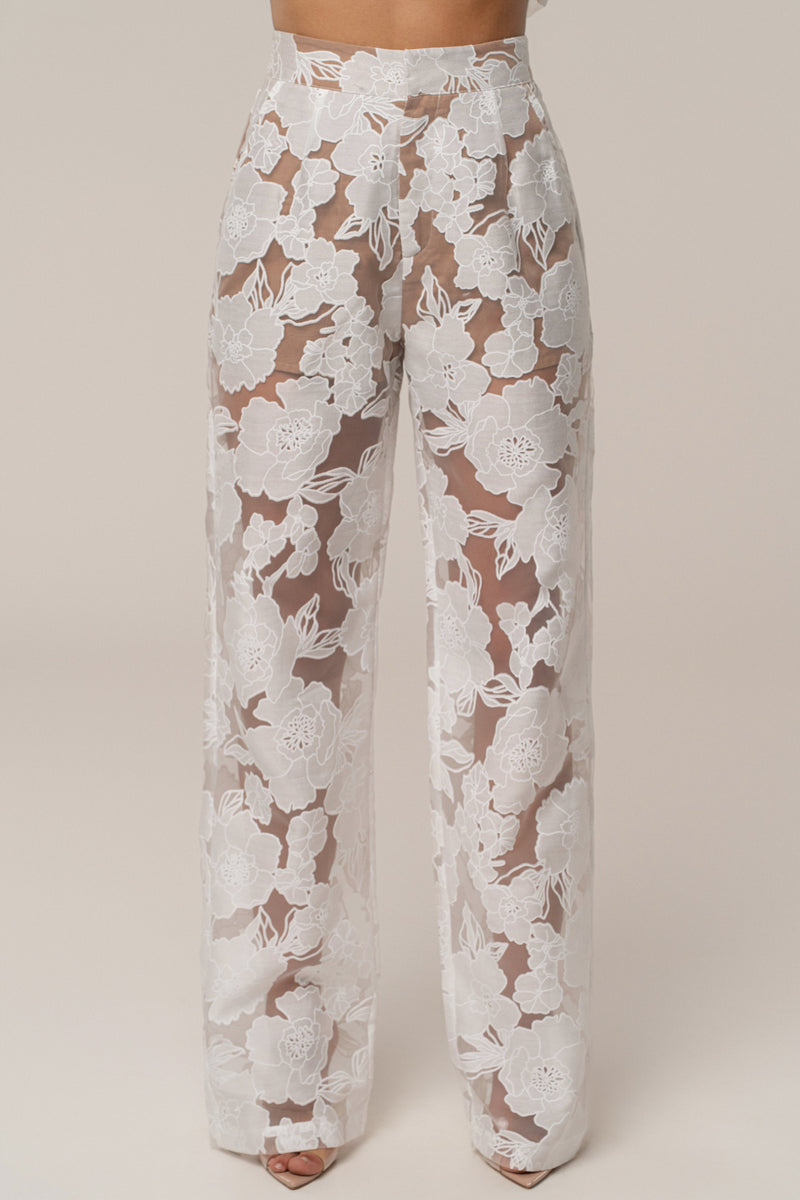 Ivory Organza Floral Pant