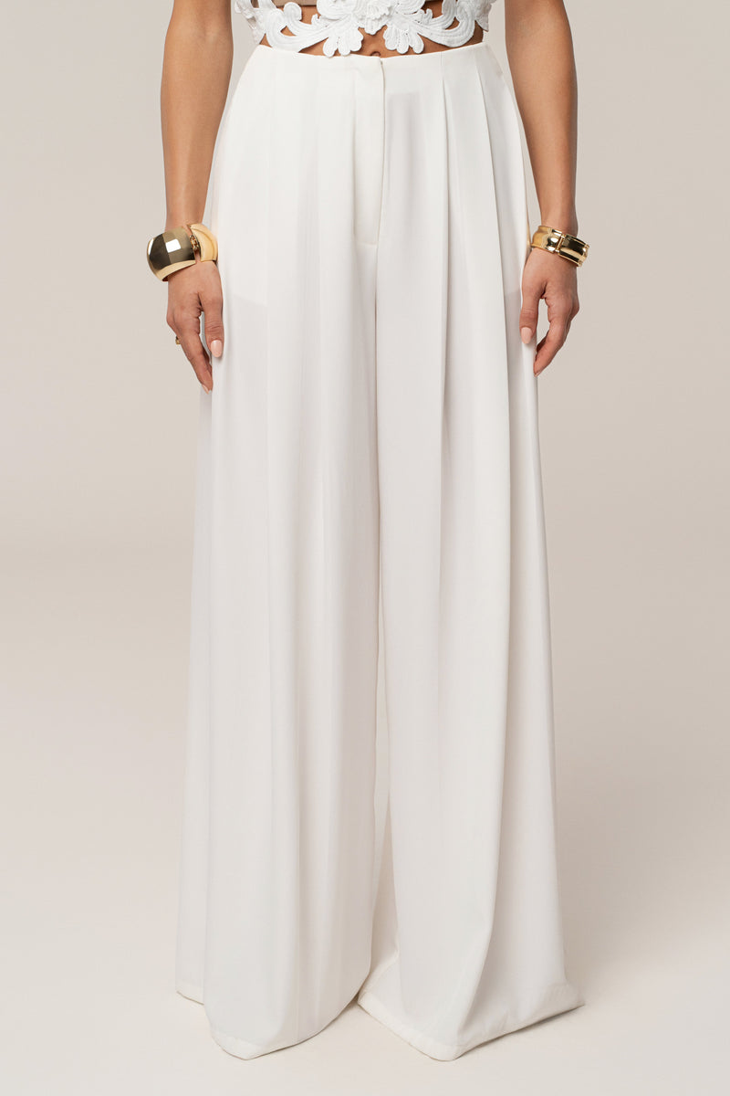 White Summer Ease Wide Leg Pants