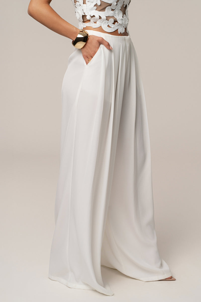 White Summer Ease Wide Leg Pants