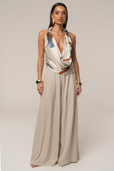 Beige Summer Ease Wide Leg Pants
