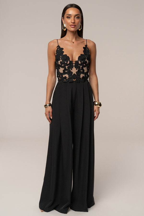 Black Summer Ease Wide Leg Pants