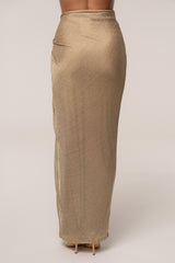 Gold Noelia Metallic Slit Skirt