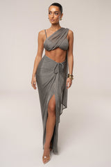Silver Noelia Metallic Slit Skirt