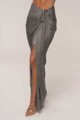 Silver Noelia Metallic Slit Skirt