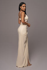 Natural Noelia Linen Slit Skirt